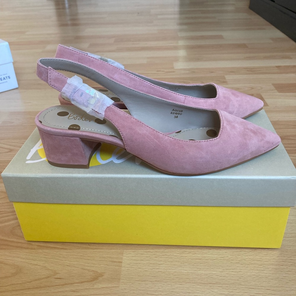 Pink Suede Slingback Heels